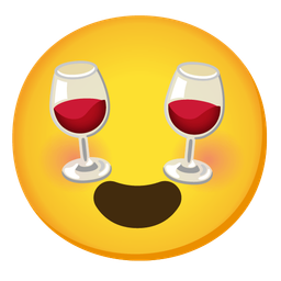 Wine glass and Smiling face with heart-eyes