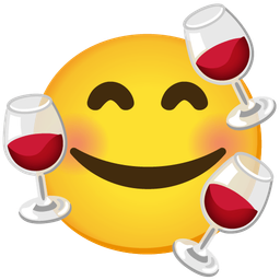Wine glass and Smiling face with hearts