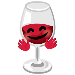Wine glass and Smiling face with open hands