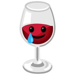 Wine glass and Smiling face with tear