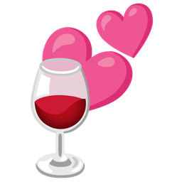 Wine glass and Two hearts