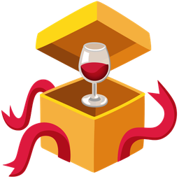 Wine glass and Wrapped gift