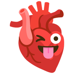 winking face with tongue and anatomical heart