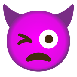 winking face with tongue and angry face with horns