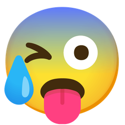 winking face with tongue and anxious face with sweat