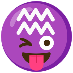 winking face with tongue and Aquarius