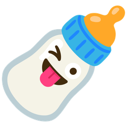 winking face with tongue and baby bottle