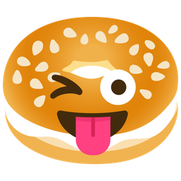 winking face with tongue and bagel