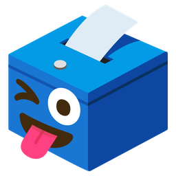 winking face with tongue and ballot box with ballot