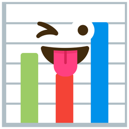 winking face with tongue and bar chart