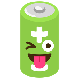 winking face with tongue and battery