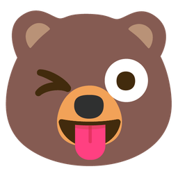winking face with tongue and bear