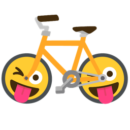 winking face with tongue and bicycle