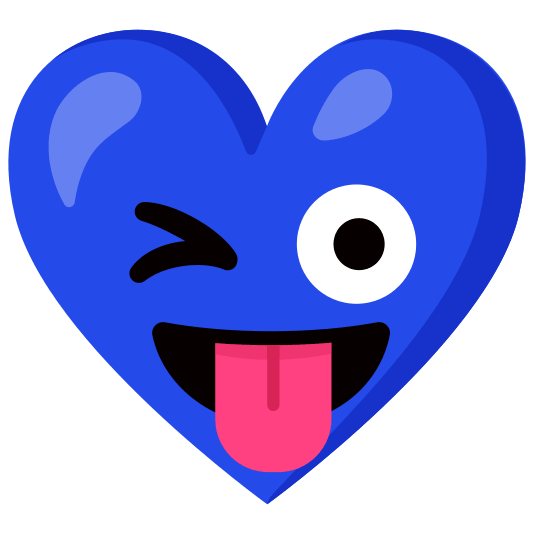 Winking face with tongue and Blue heart