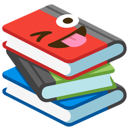 winking face with tongue and books