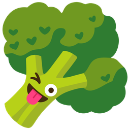 winking face with tongue and broccoli