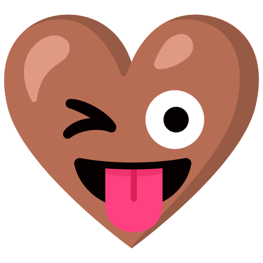 Winking face with tongue and Brown heart