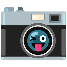 winking face with tongue and camera