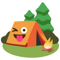 winking face with tongue and camping