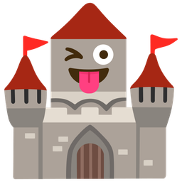 winking face with tongue and castle