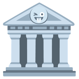 winking face with tongue and classical building