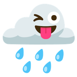 winking face with tongue and cloud with rain