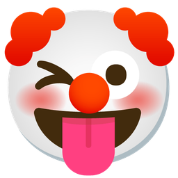 winking face with tongue and clown face