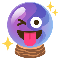 winking face with tongue and crystal ball