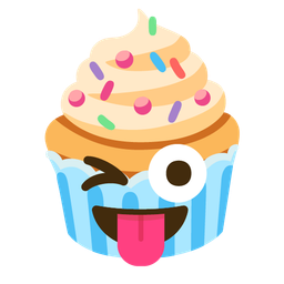 winking face with tongue and cupcake