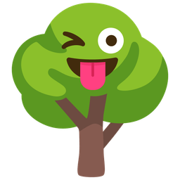 winking face with tongue and deciduous tree