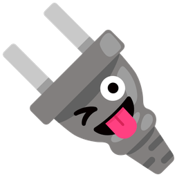 winking face with tongue and electric plug
