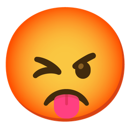 winking face with tongue and enraged face