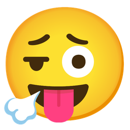 winking face with tongue and face exhaling