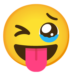winking face with tongue and face holding back tears