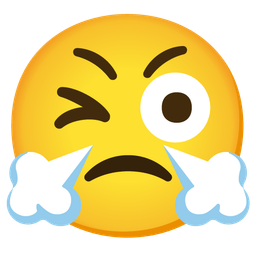 winking face with tongue and face with steam from nose