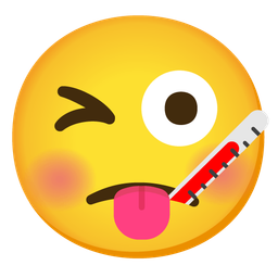 winking face with tongue and face with thermometer