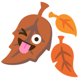 winking face with tongue and fallen leaf