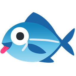 winking face with tongue and fish