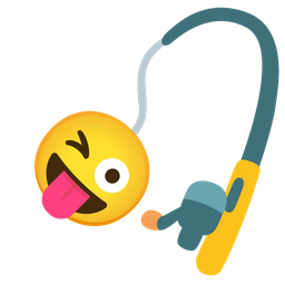 winking face with tongue and fishing pole