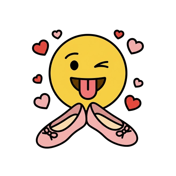 Winking face with tongue and Flat shoe