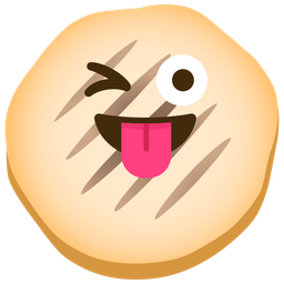 winking face with tongue and flatbread