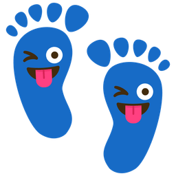 winking face with tongue and footprints