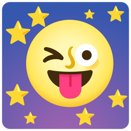 winking face with tongue and full moon face