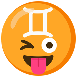 winking face with tongue and Gemini