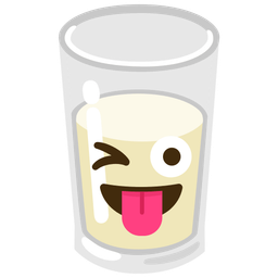 winking face with tongue and glass of milk
