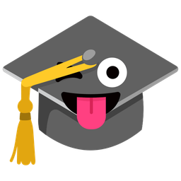 winking face with tongue and graduation cap