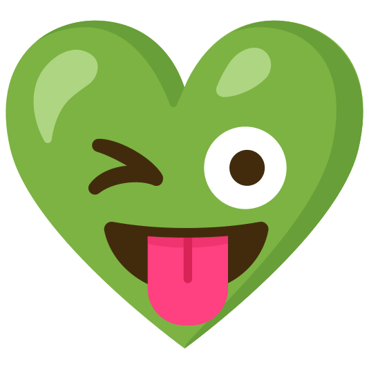 Winking face with tongue and Green heart