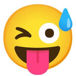 Winking face with tongue and Grinning face with sweat