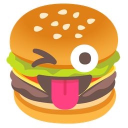 winking face with tongue and hamburger