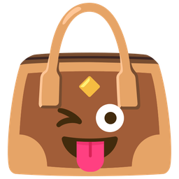 winking face with tongue and handbag